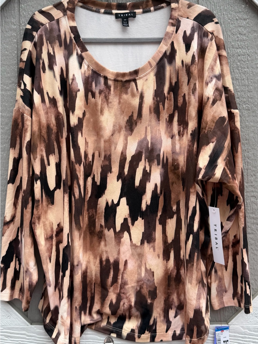 Tribal Brown and Black Abstract Long Sleeve Top